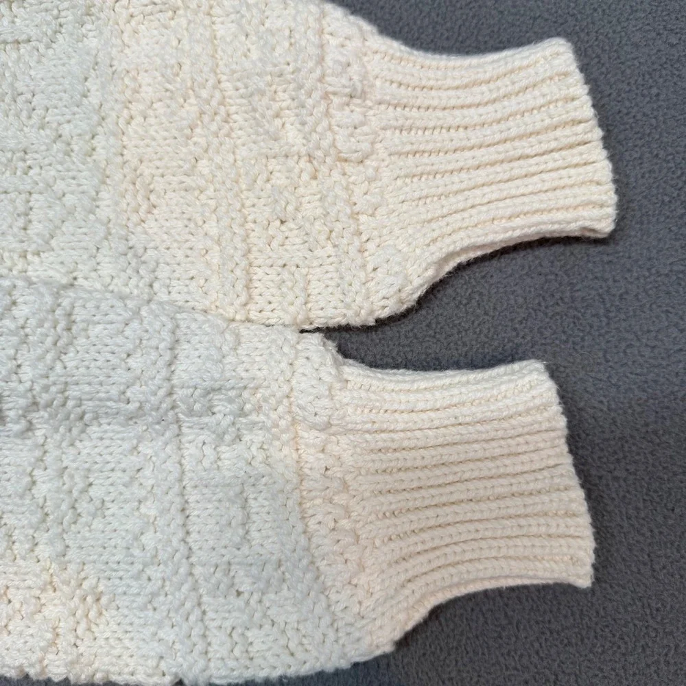Vintage Fisherman Eddie Bauer Sweater Textured Knit Pullover XL Cream Off White